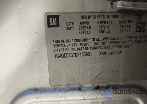 2012 Buick Lacrosse Leather Group from USA, damaged, VIN 1G4GC5E37CF106951